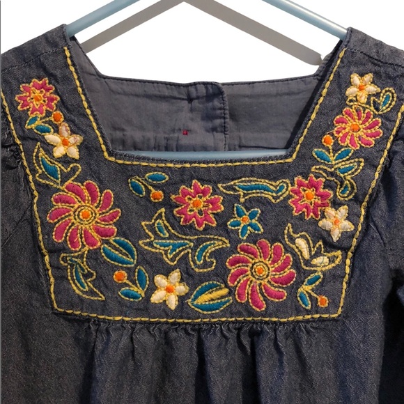 4T chambray embroidered dress ribbon casual dress spring summer party - Picture 2 of 7